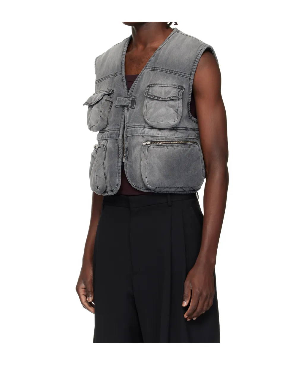 Wadded Cargo Denim Vest
