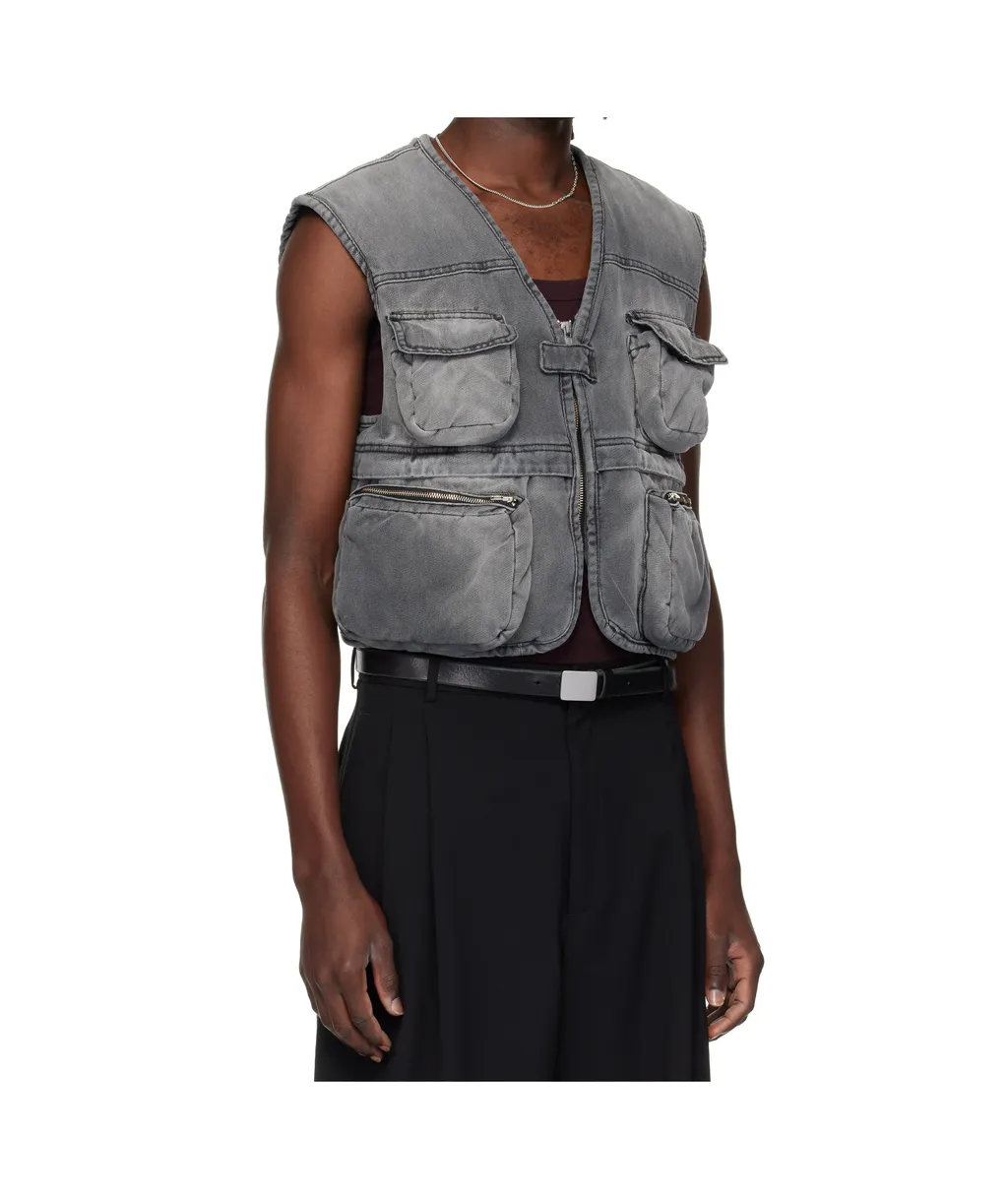 Wadded Cargo Denim Vest