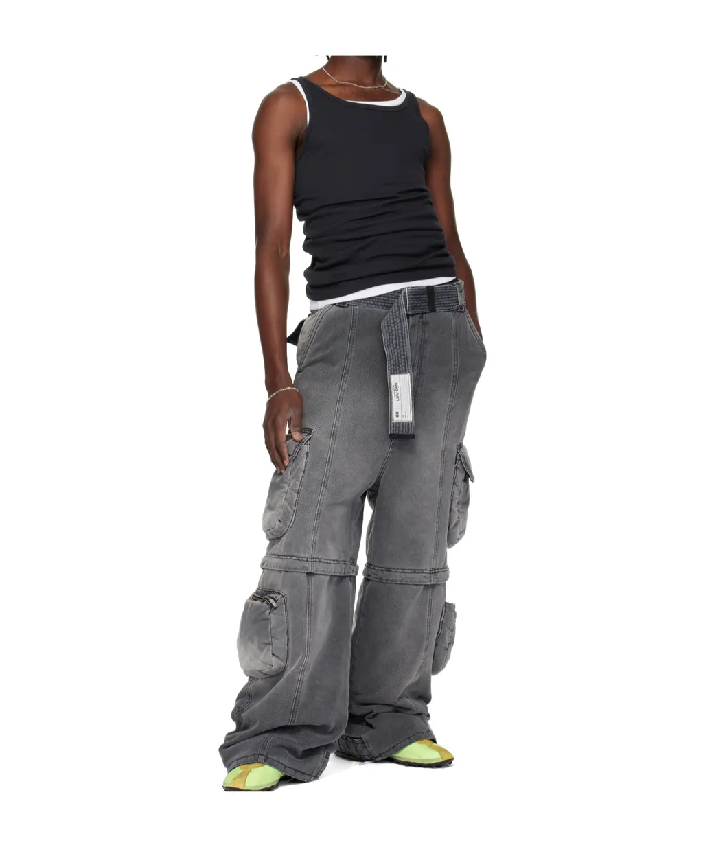 Wadded Denim Overalls