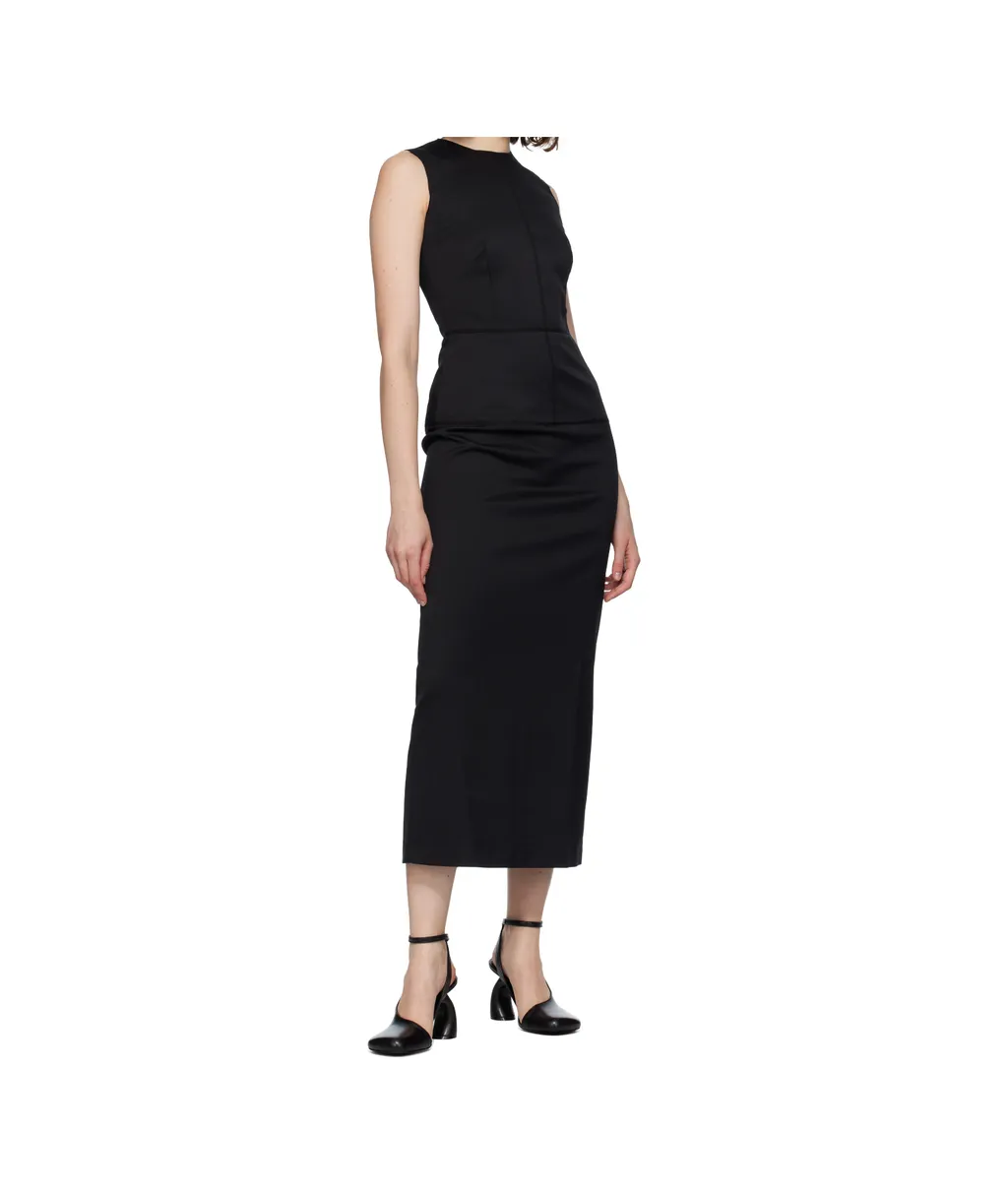 Sleeveless Seam-Detailing Midi Day Dress