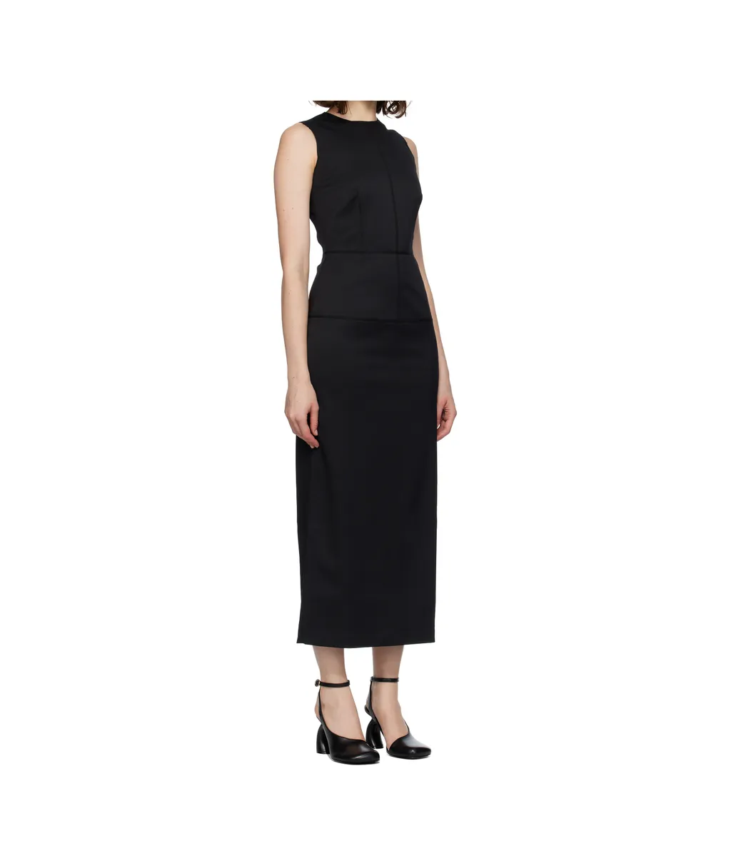 Sleeveless Seam-Detailing Midi Day Dress