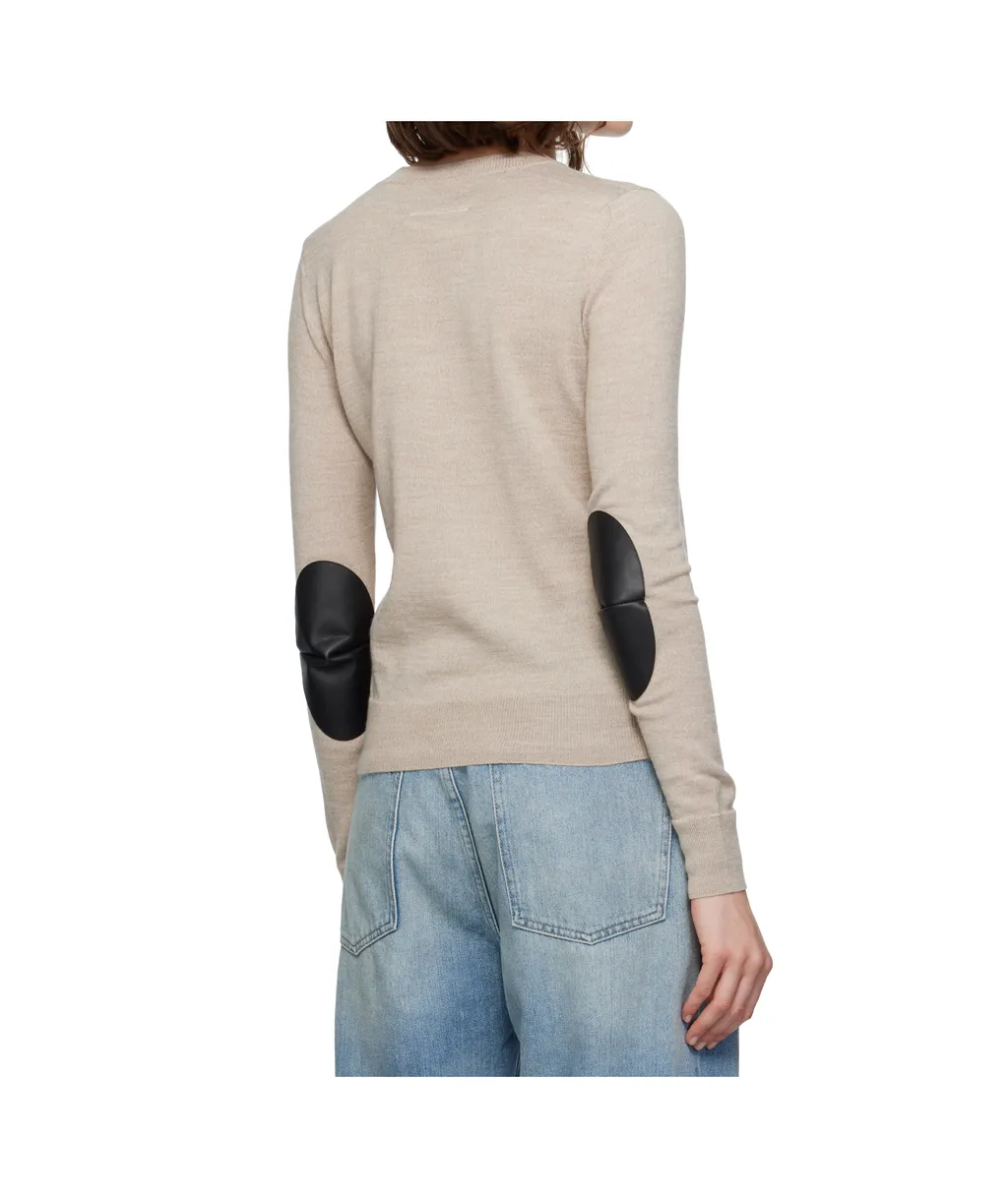 Elbow-Patch Crew-Neck Sweater