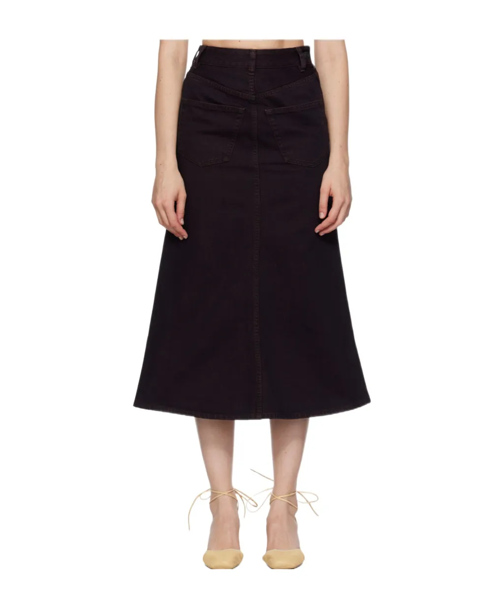 Overdyed Reversed Denim Midi Skirt