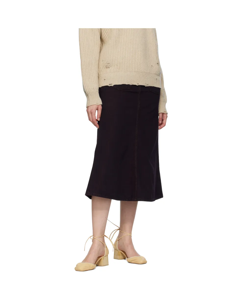 Overdyed Reversed Denim Midi Skirt