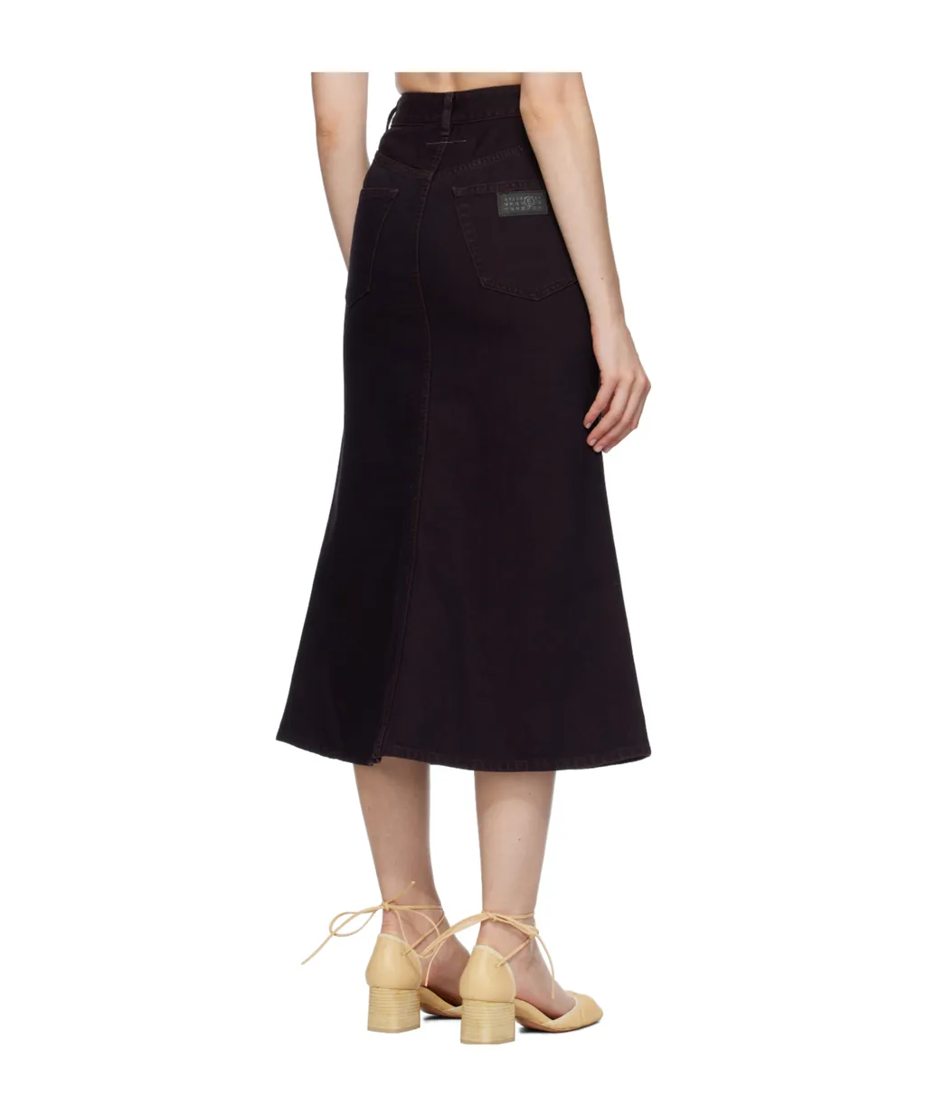 Overdyed Reversed Denim Midi Skirt