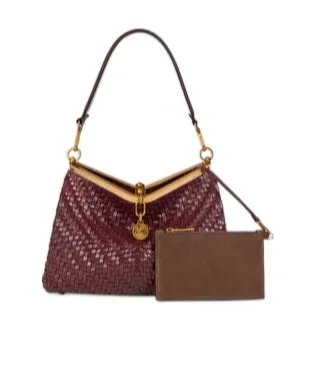 Medium Woven Leather Vela Bag