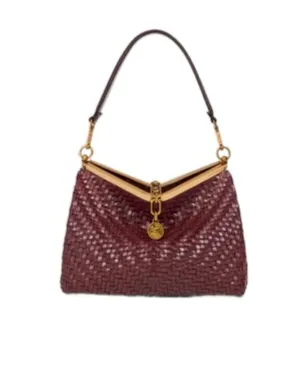 Medium Woven Leather Vela Bag