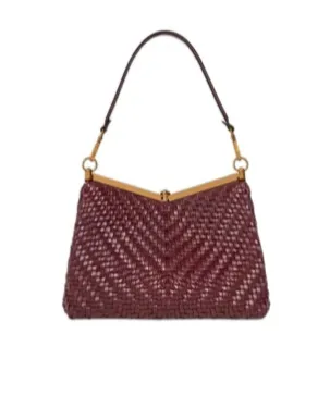 Medium Woven Leather Vela Bag