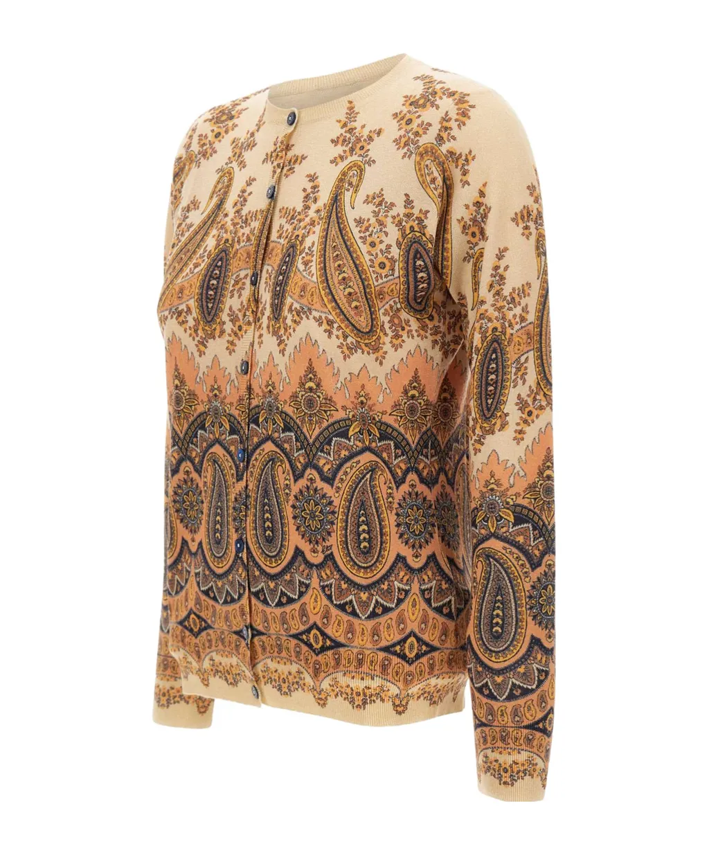 Paisley-Print Cardigan