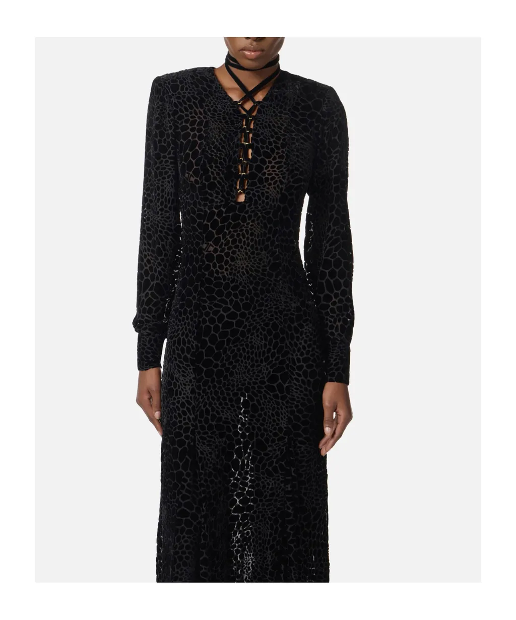 Elisabetta Franchi Burnout Velvet Red Carpet Dress