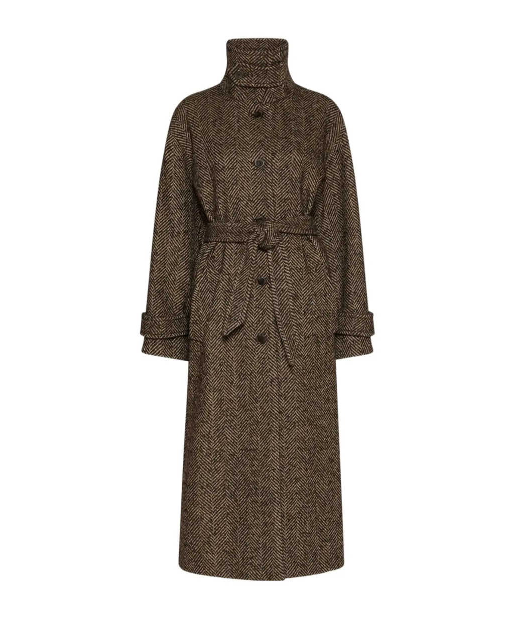 Straight-Fit Herringbone Wool-Blend Coat