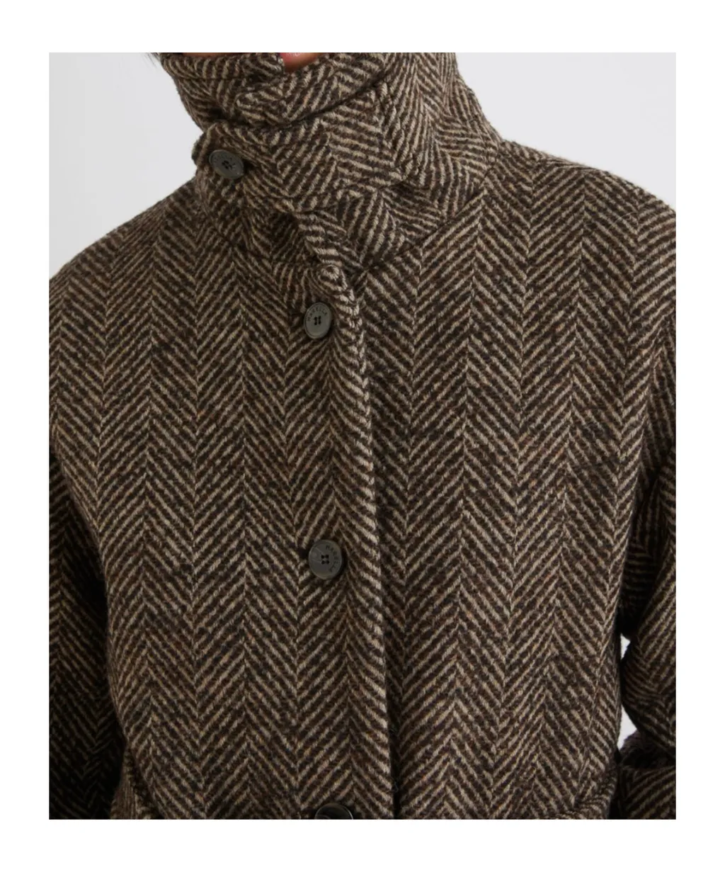 Straight-Fit Herringbone Wool-Blend Coat