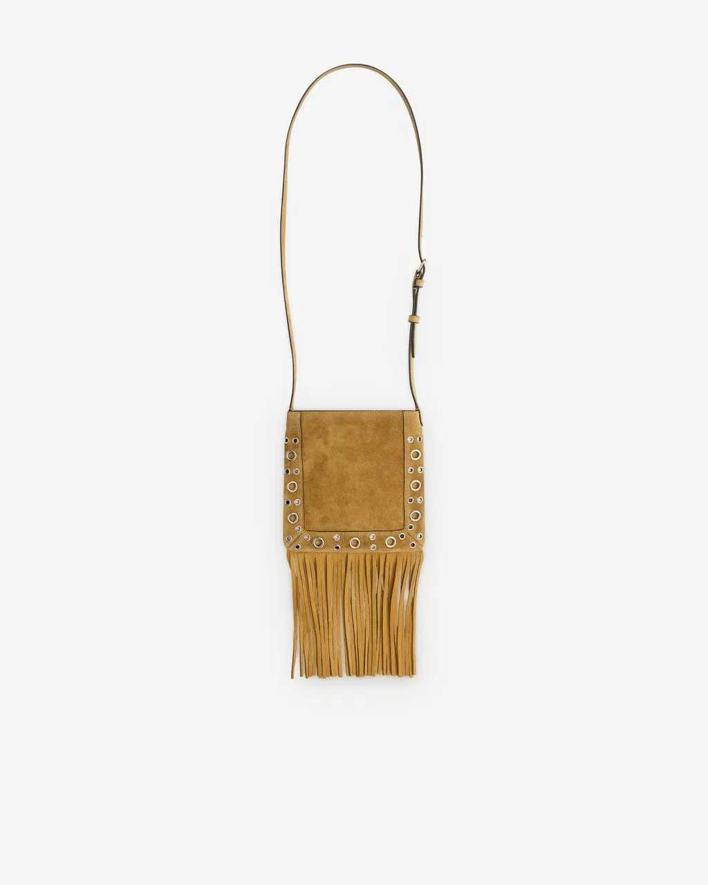 Fringe-Embellished Eyelet Shoulder Bag
