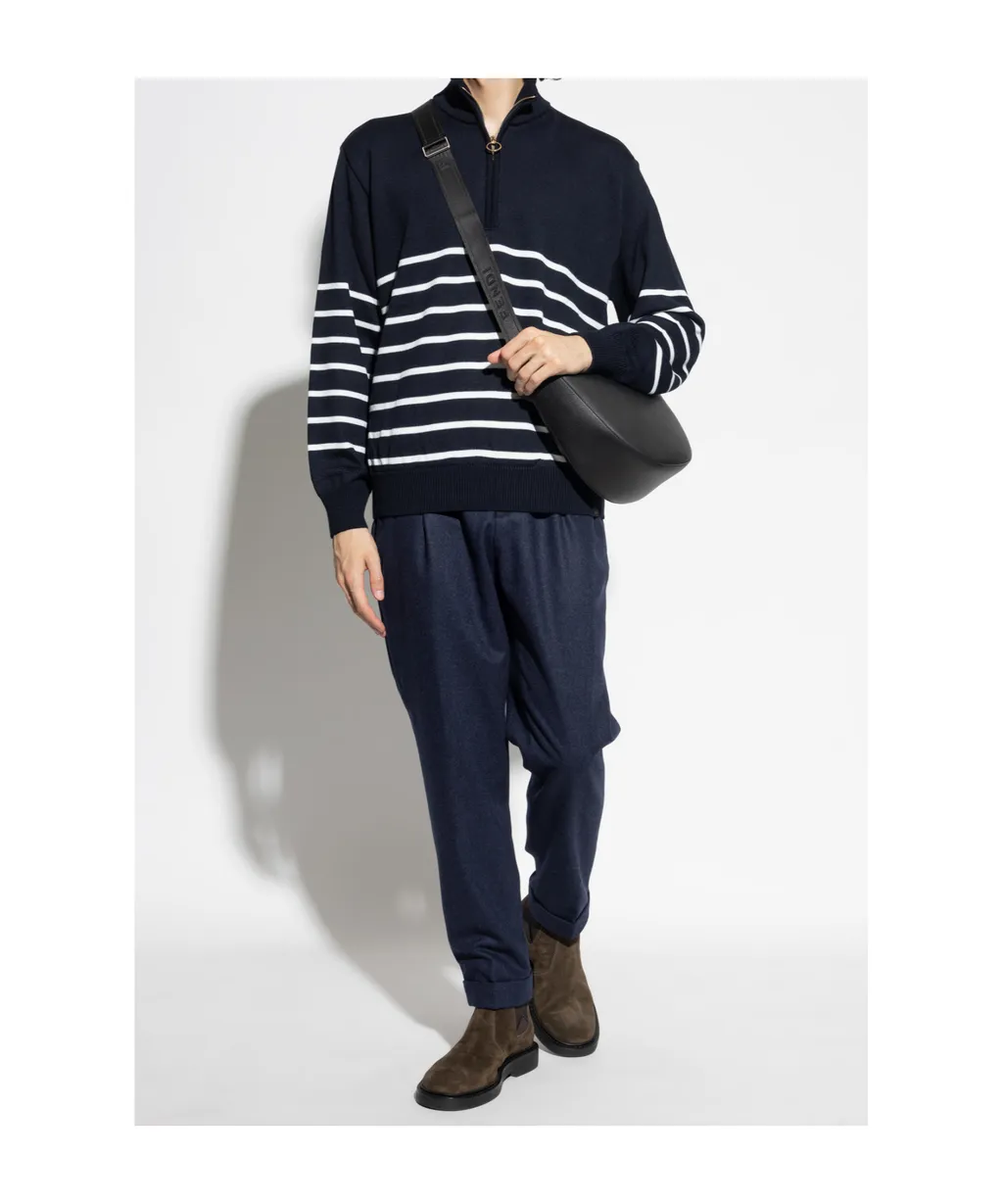 Paul & Shark Striped Half-Zip Sweater