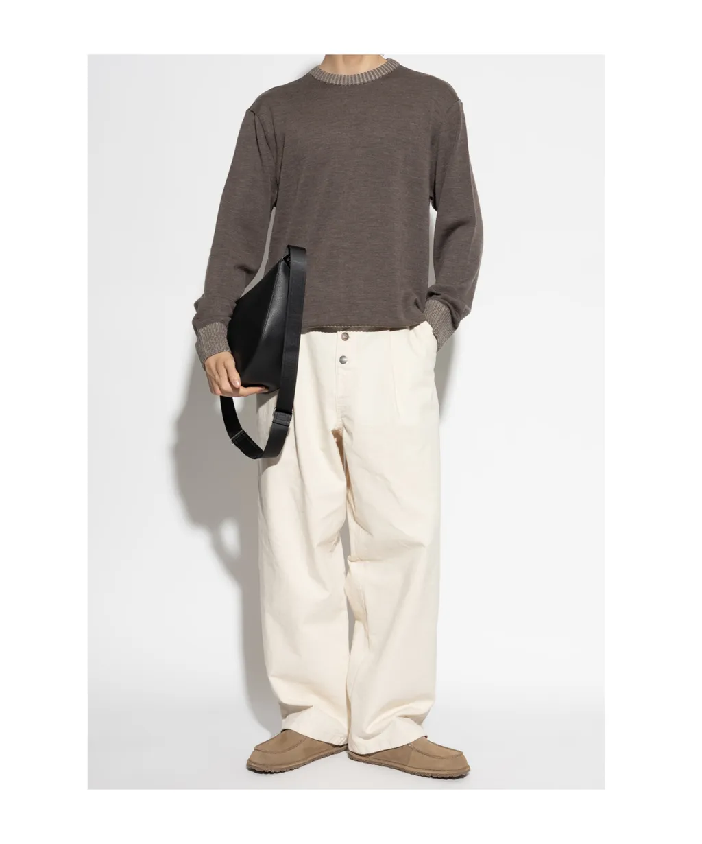 Ribbed-Hem Wool Sweater