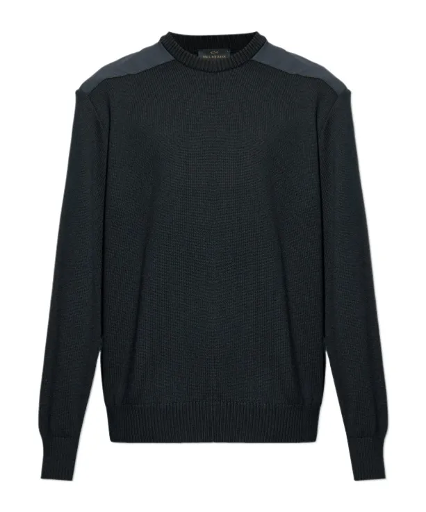 Wool Shoulder-Patch Sweater