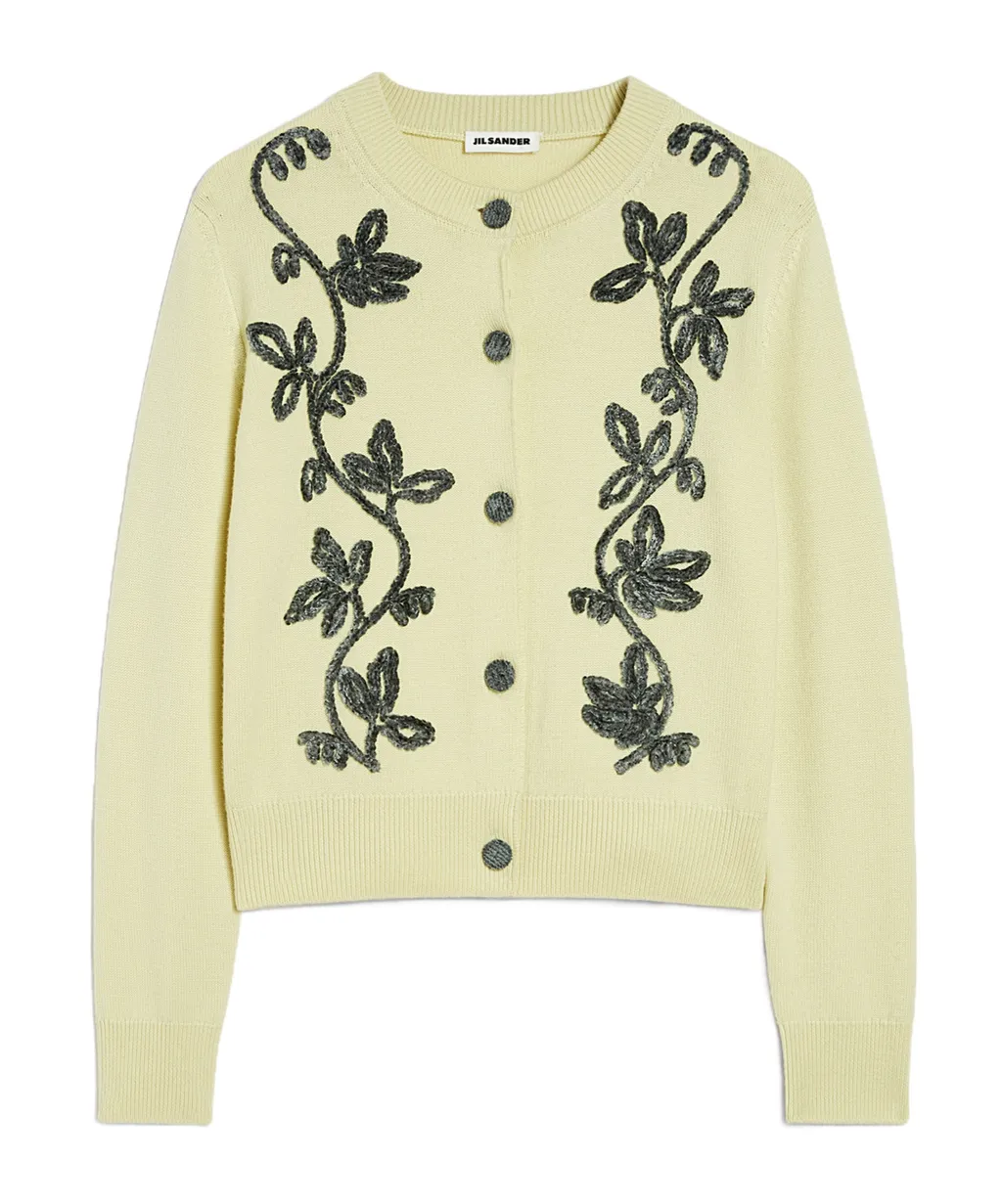 Wool Blend Embroidered Cardigan