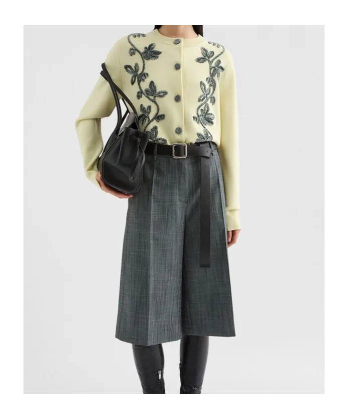 Wool Blend Embroidered Cardigan