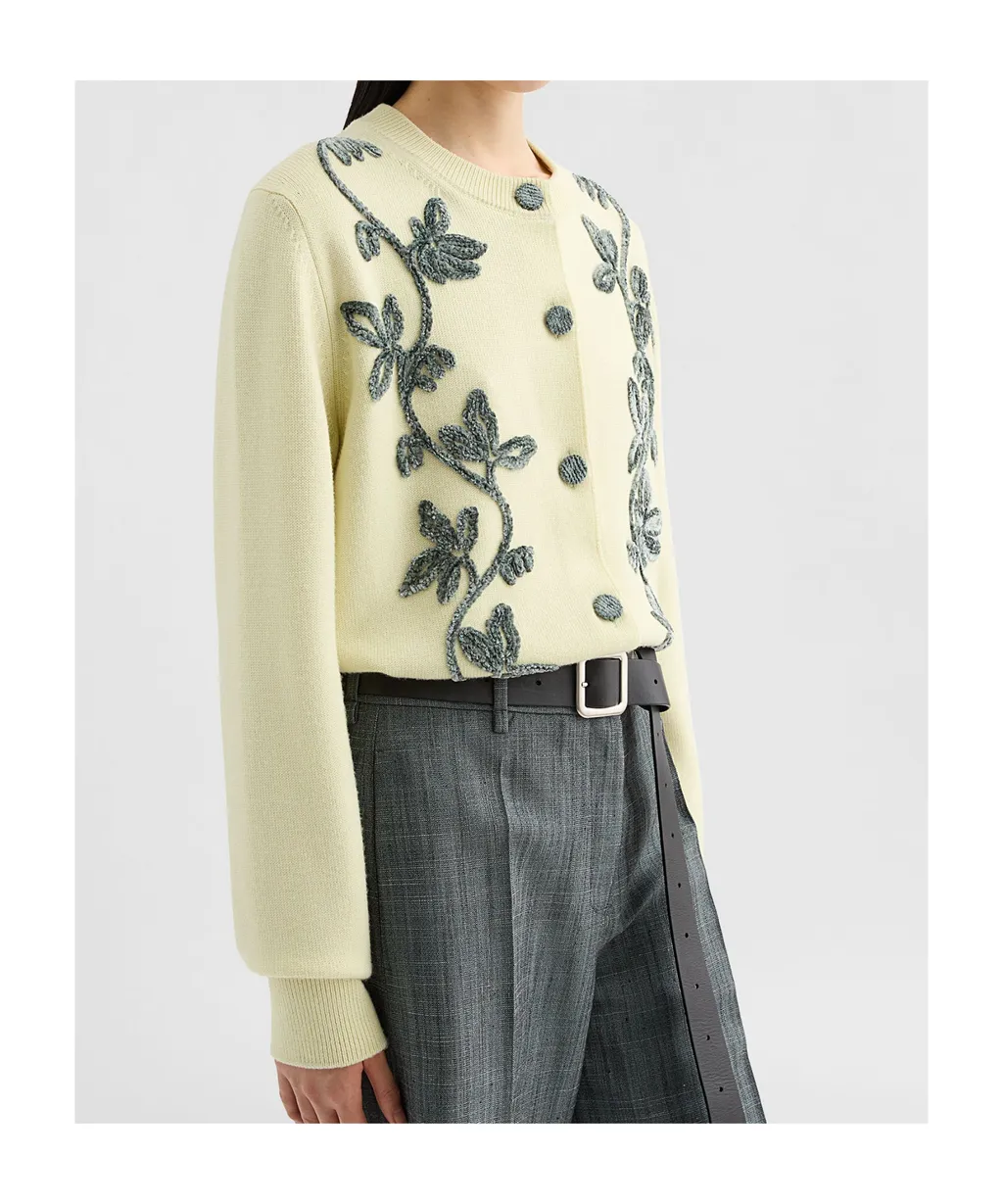Wool Blend Embroidered Cardigan