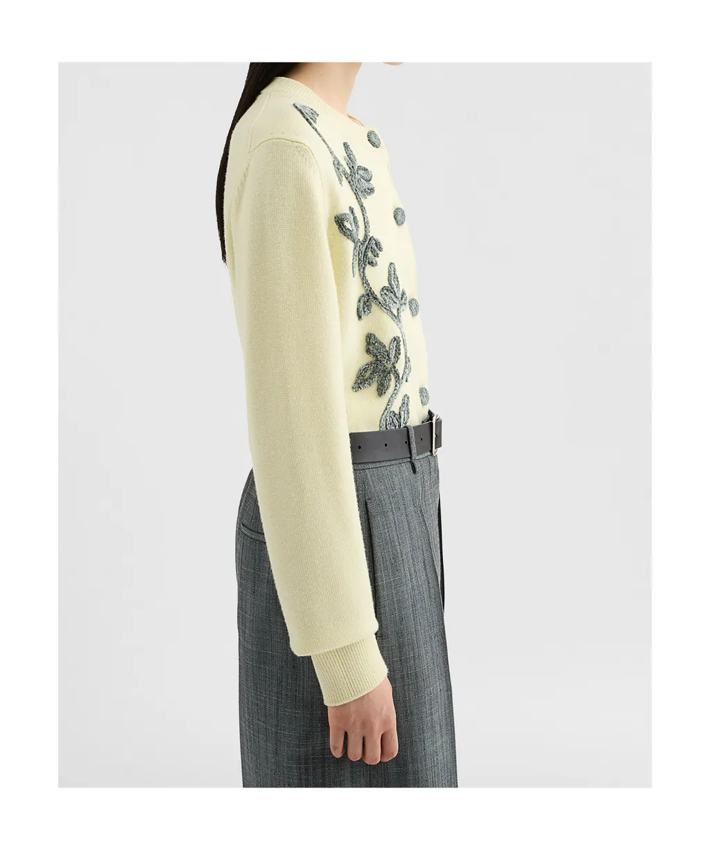 Wool Blend Embroidered Cardigan