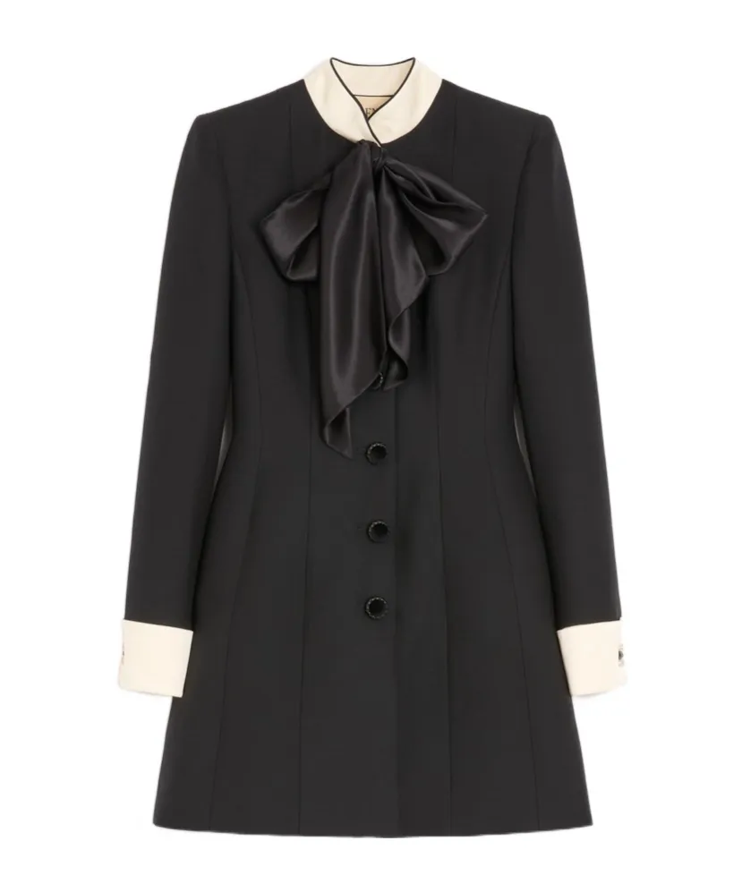 Valentino Bow Detailed Long-Sleeved Mini Dress
