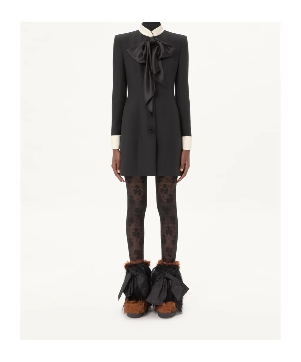Valentino Bow Detailed Long-Sleeved Mini Dress
