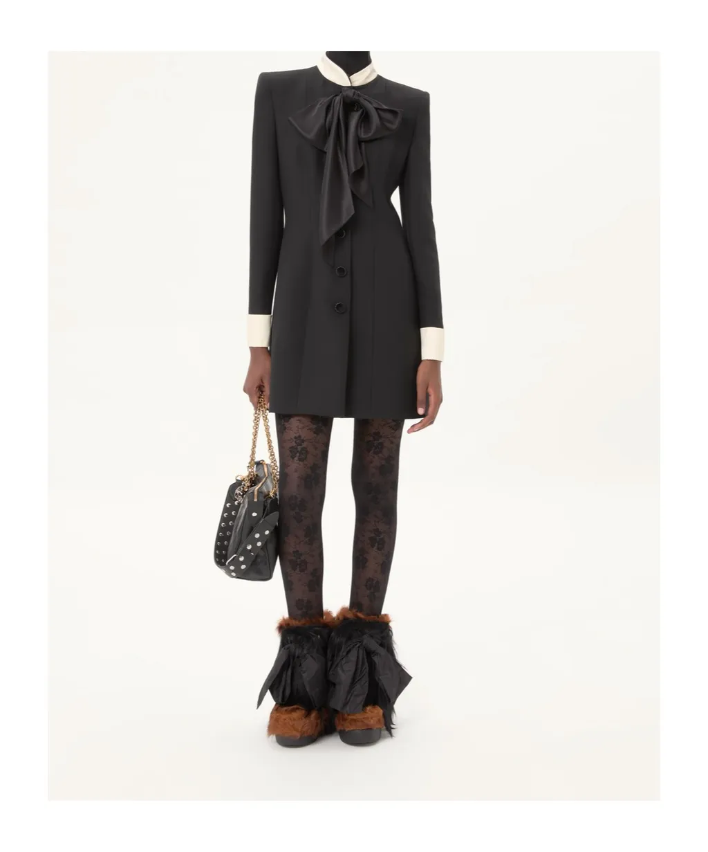 Valentino Bow Detailed Long-Sleeved Mini Dress