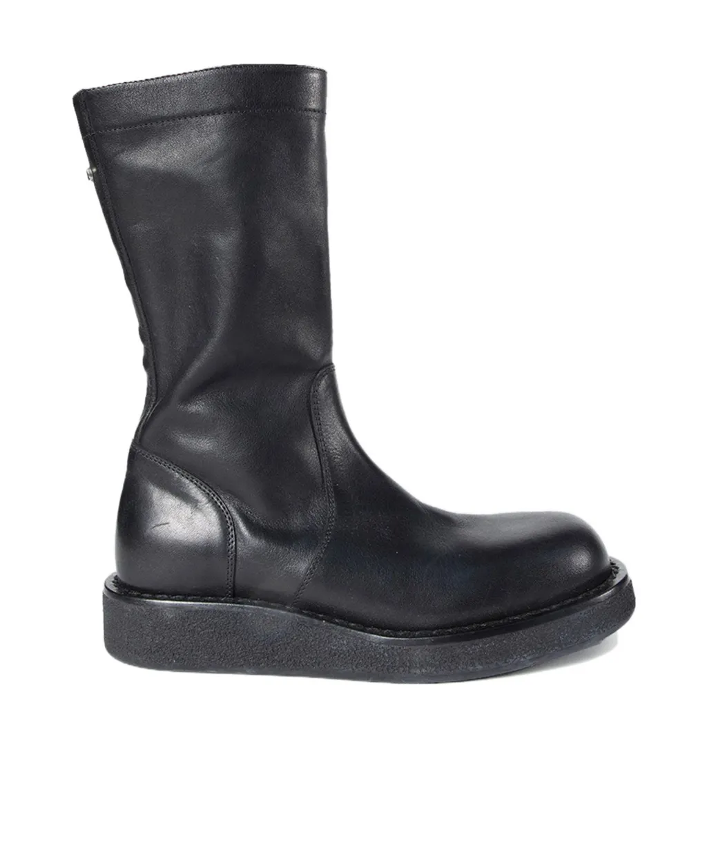 Side-Zip Round-Toe Boots