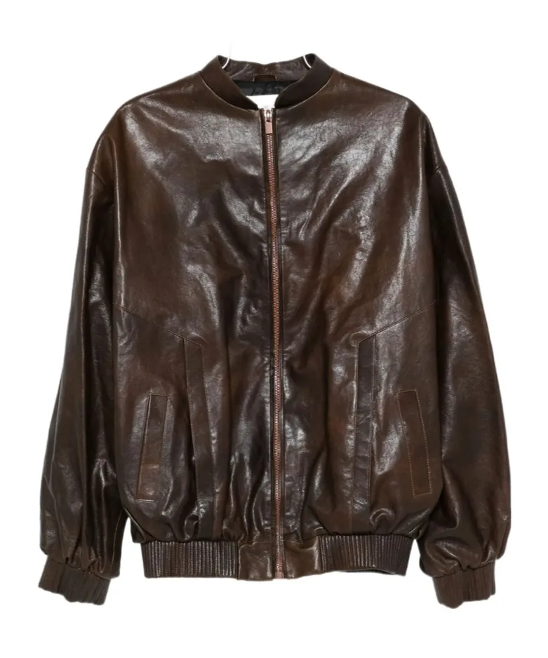 Long-Sleeved Leather Jacket