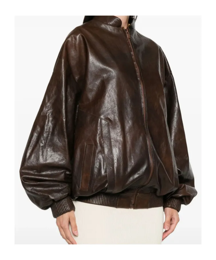 Long-Sleeved Leather Jacket