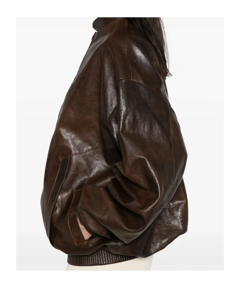 Long-Sleeved Leather Jacket