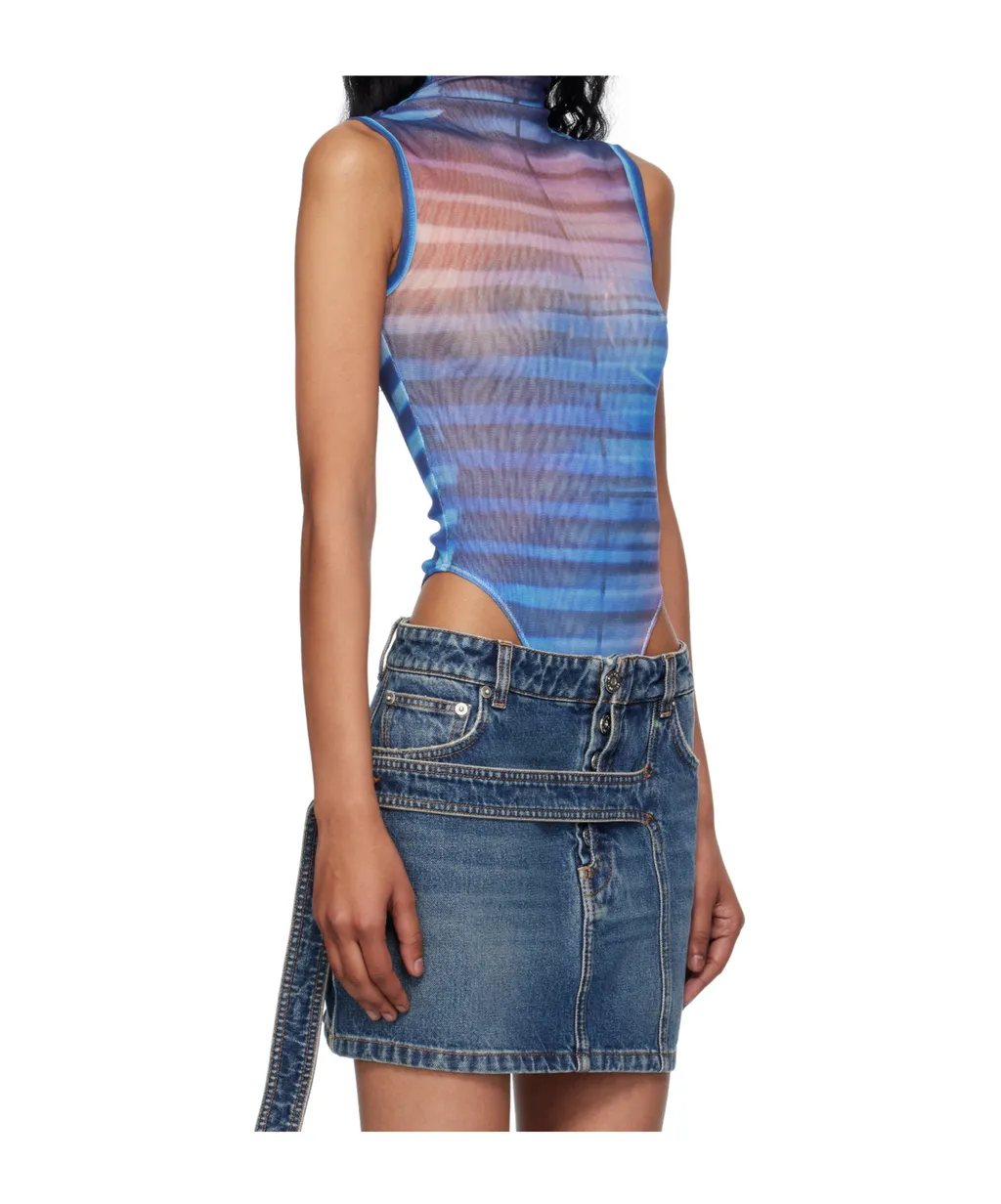 Printed Striped Bodysuit