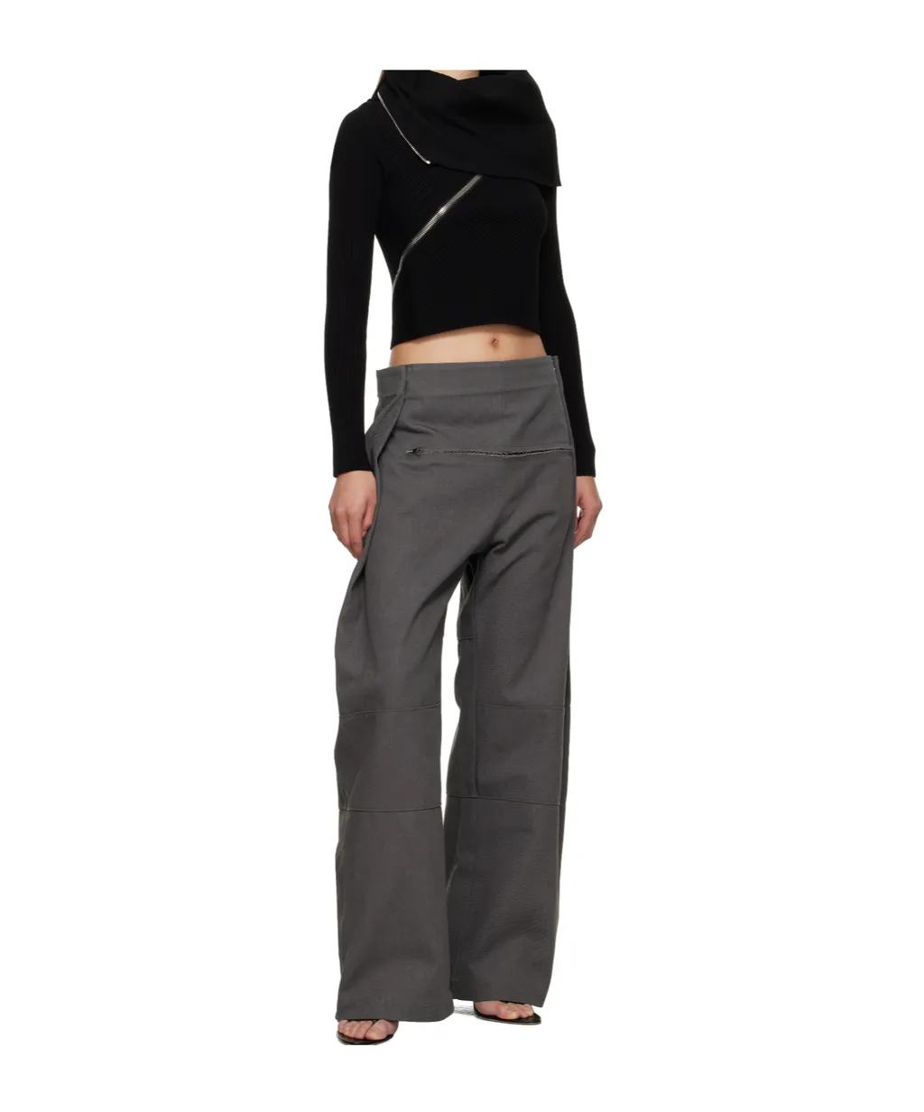 Ribbed Zipped High-Neck Sweater