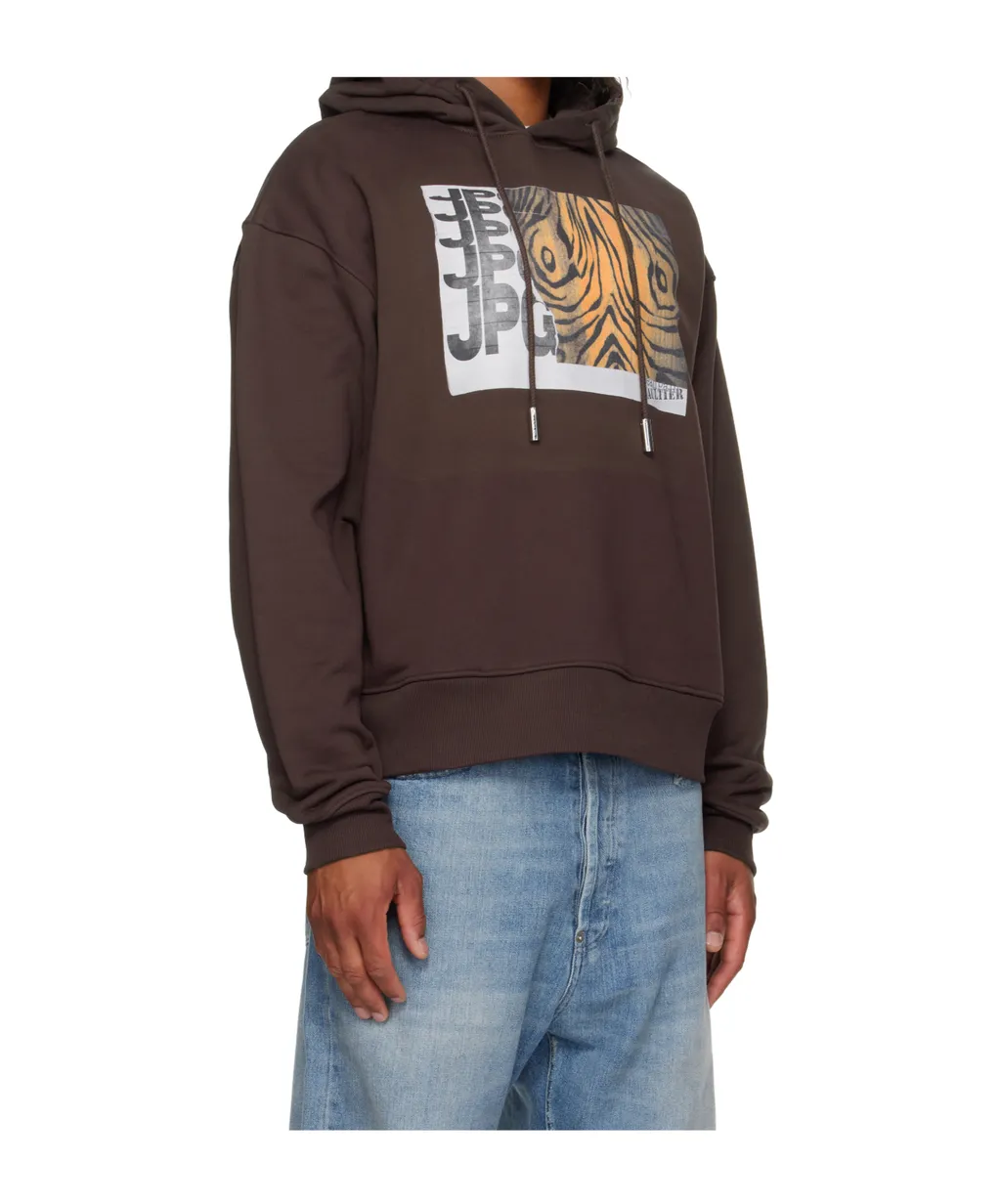 Brown Printed Wood Hoodie