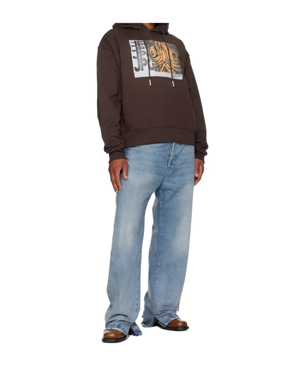 Brown Printed Wood Hoodie