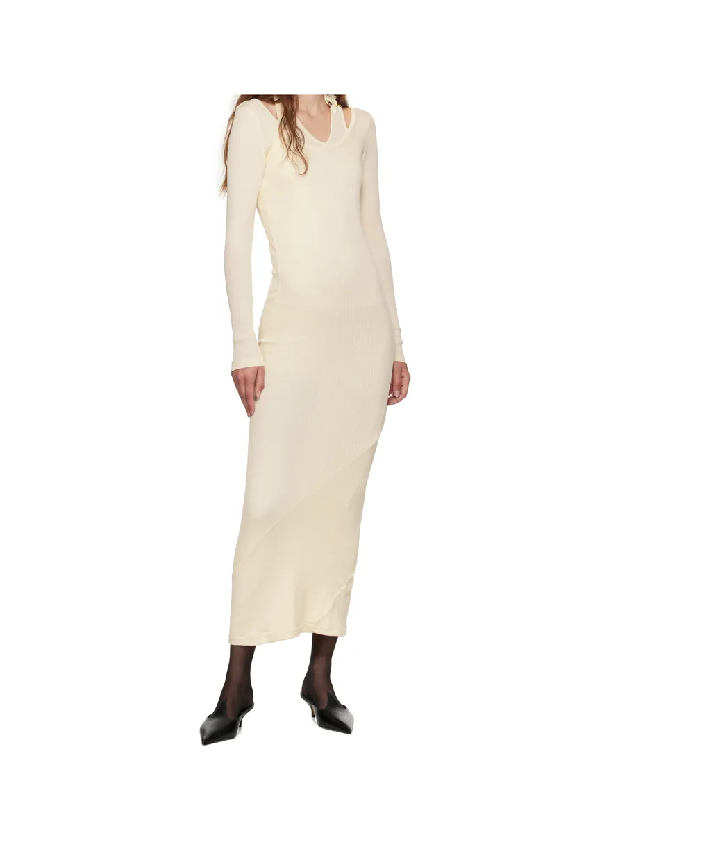 Jean Paul Gaultier Ribbed Twisted Double Layer Piercing Dress