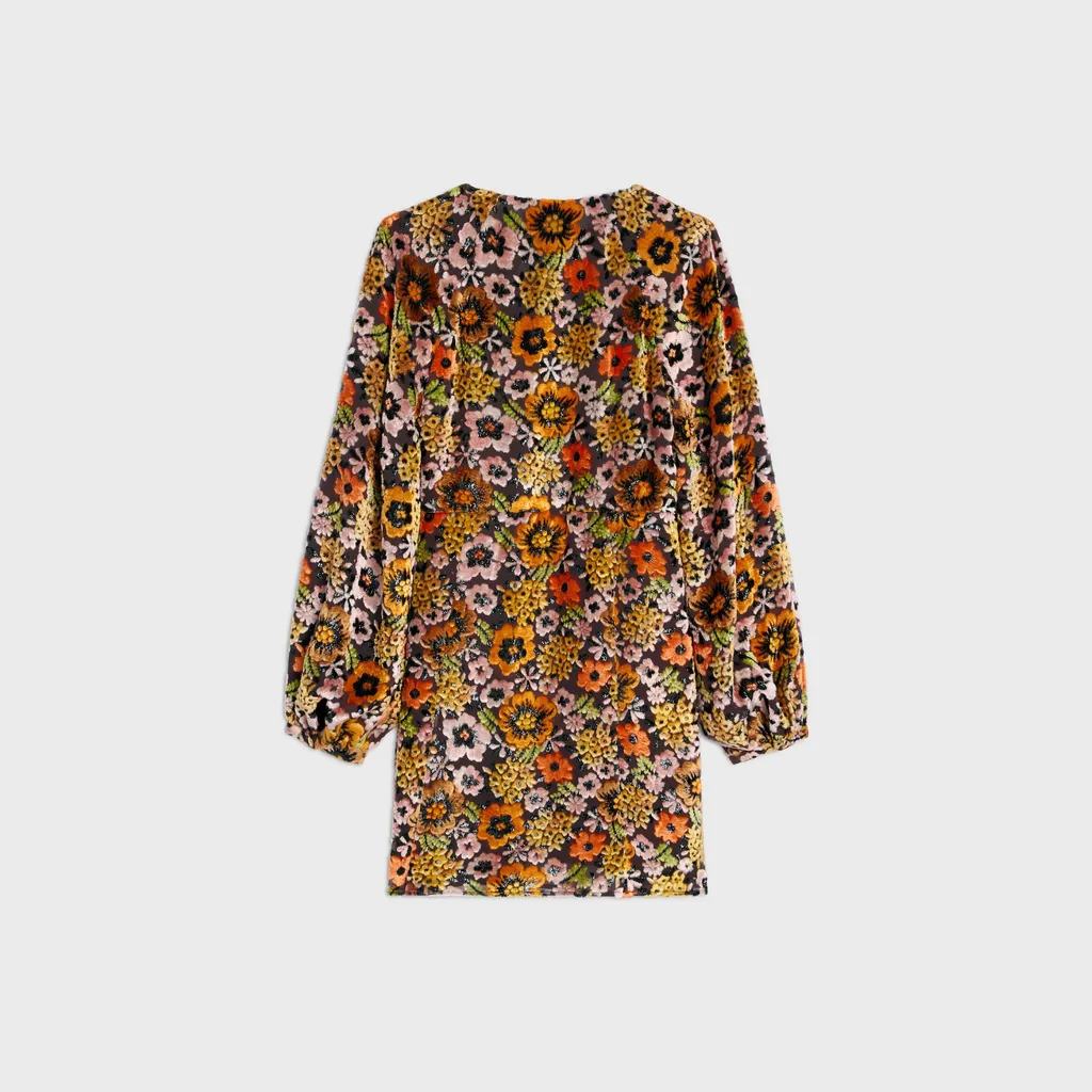 Mini Folk Dress In Velvet Jacquard