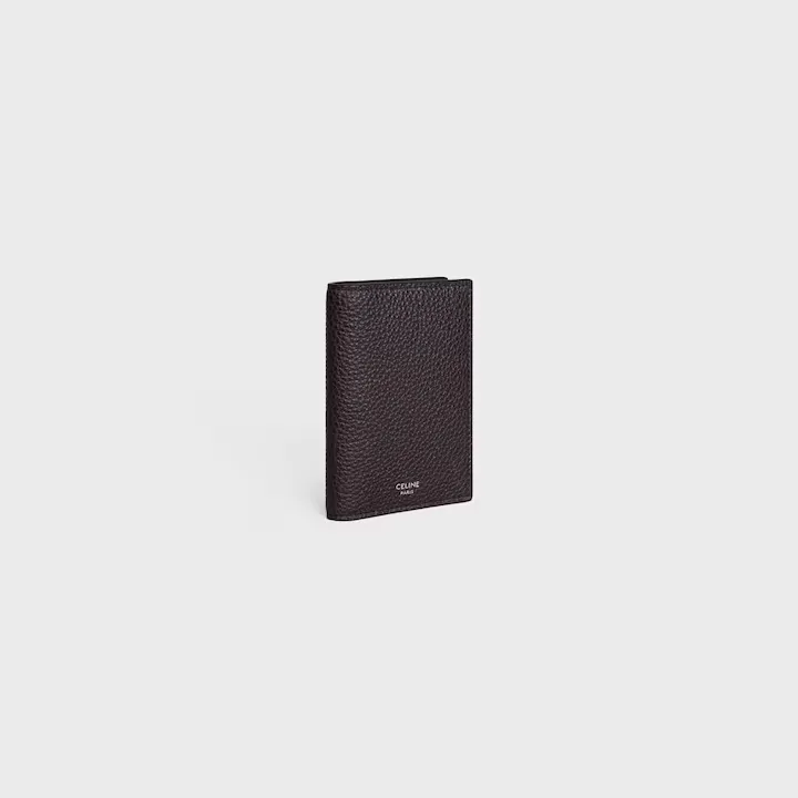Vertical Card Holder In Grained Calfskin