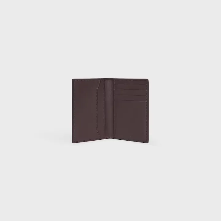 Vertical Card Holder In Grained Calfskin