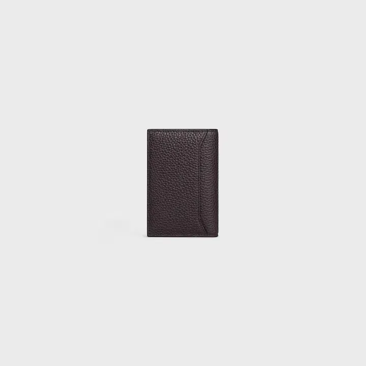 Vertical Card Holder In Grained Calfskin