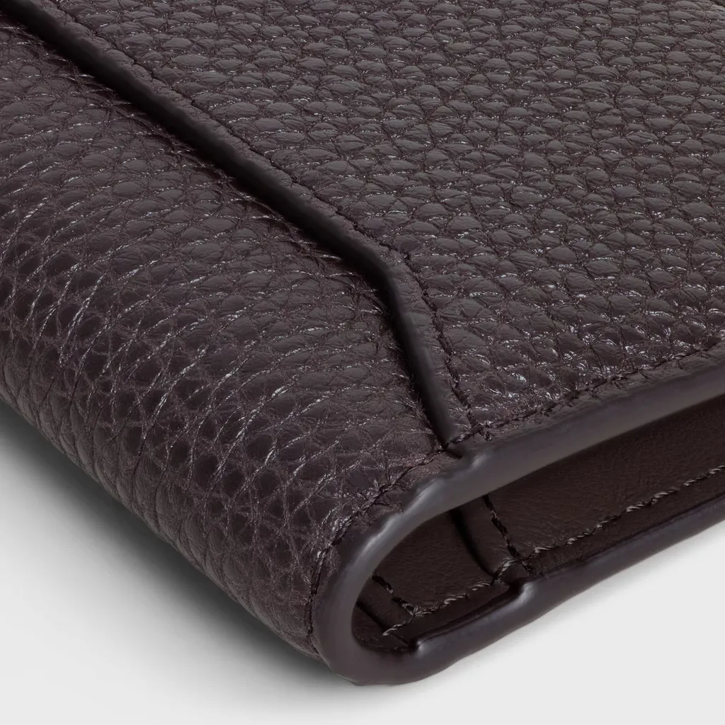 Vertical Card Holder In Grained Calfskin