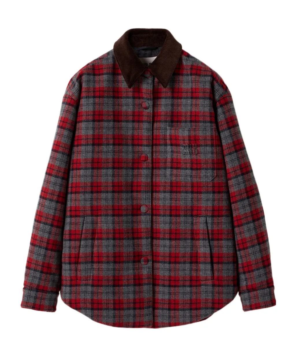 Medium-Weight Plaid Check Down Jacket
