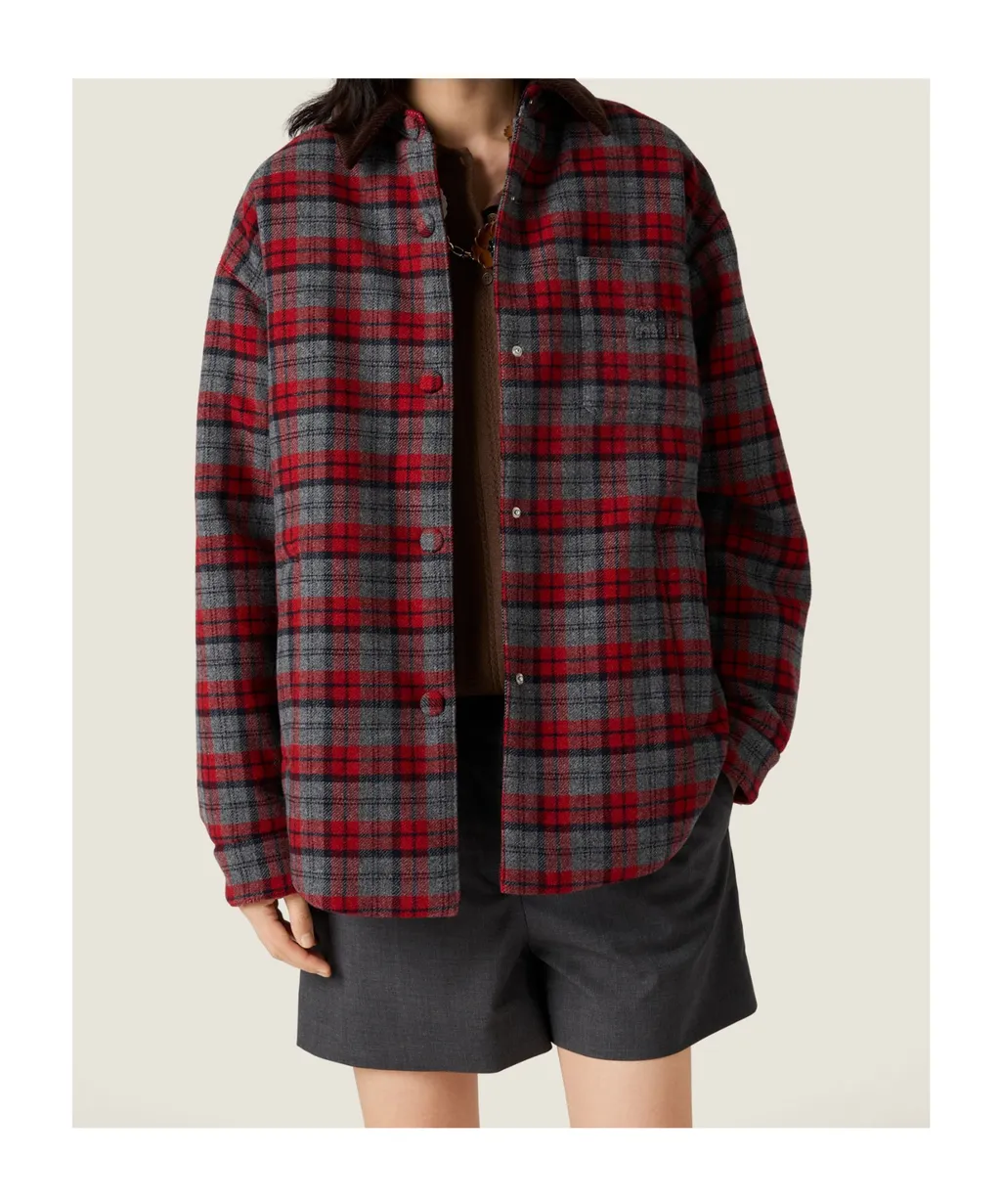 Medium-Weight Plaid Check Down Jacket