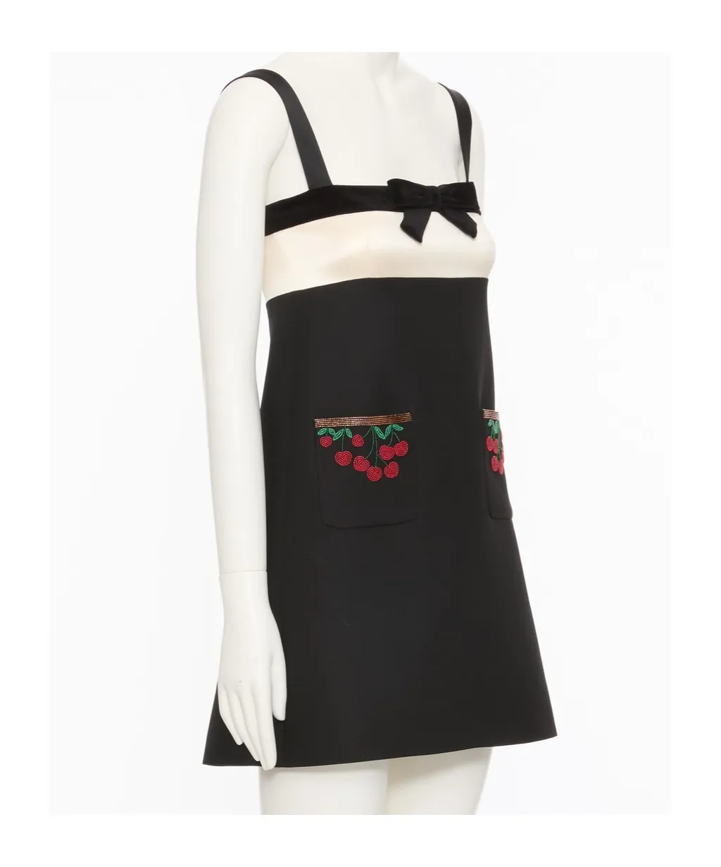 Embroidered Crepe Couture Short Dress