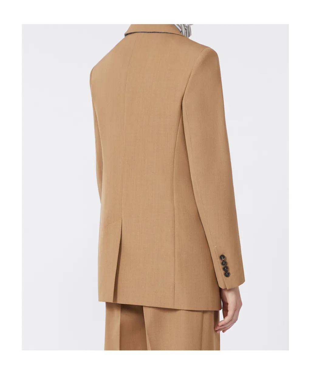 Single Breasted Grain De Poudre Wool Blazer