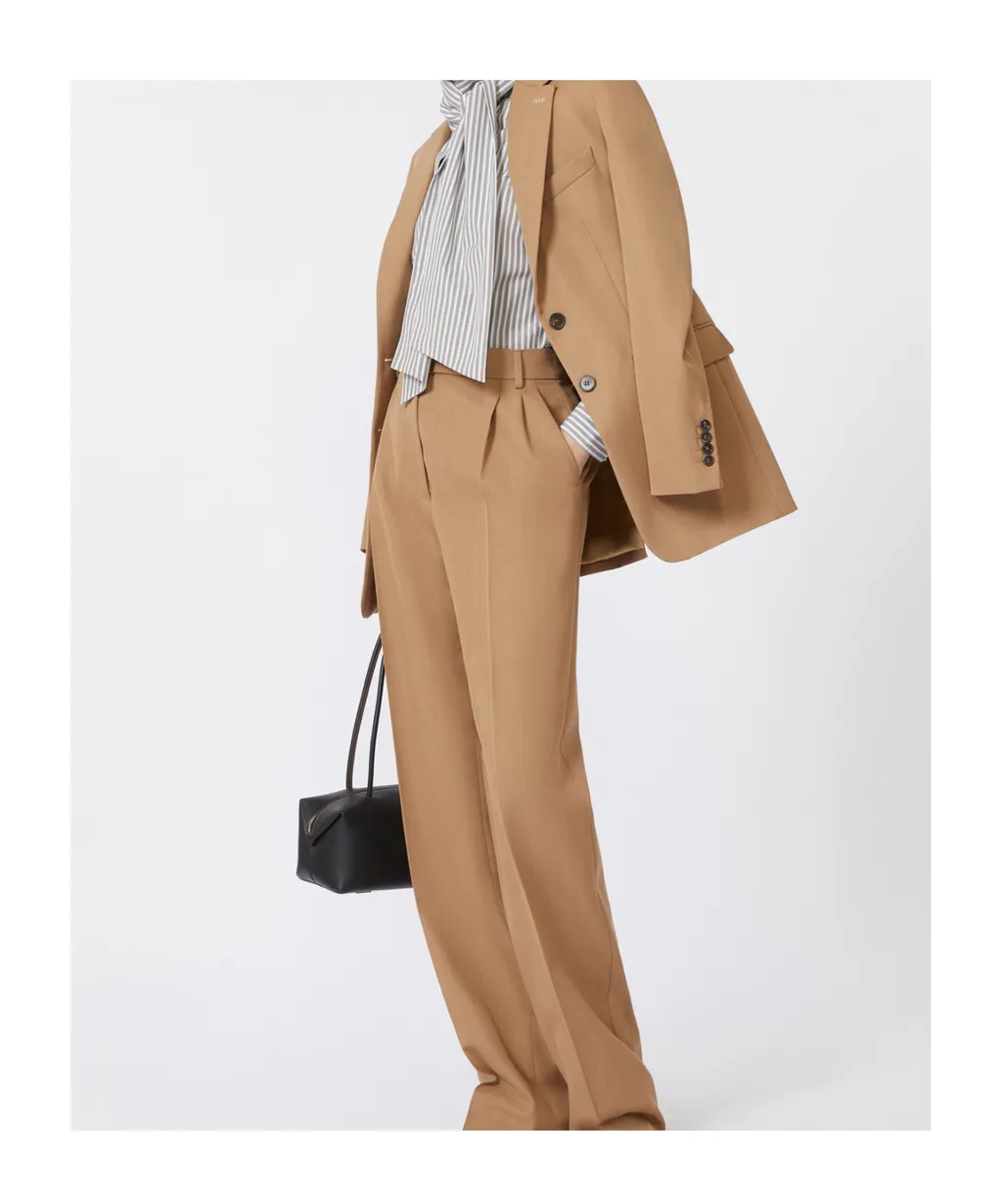 Single Breasted Grain De Poudre Wool Blazer