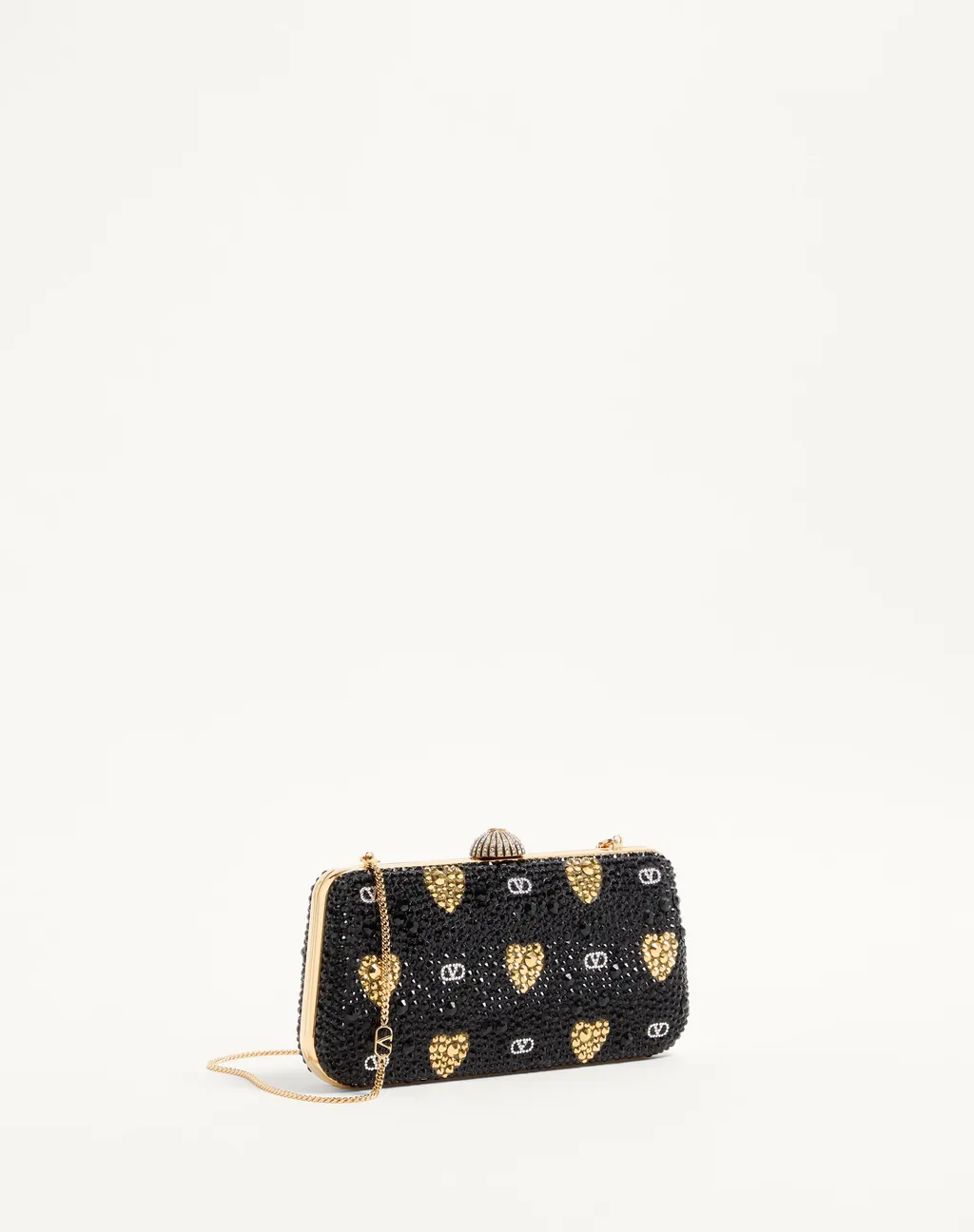 Heart Motif Embellished Clutch Bag