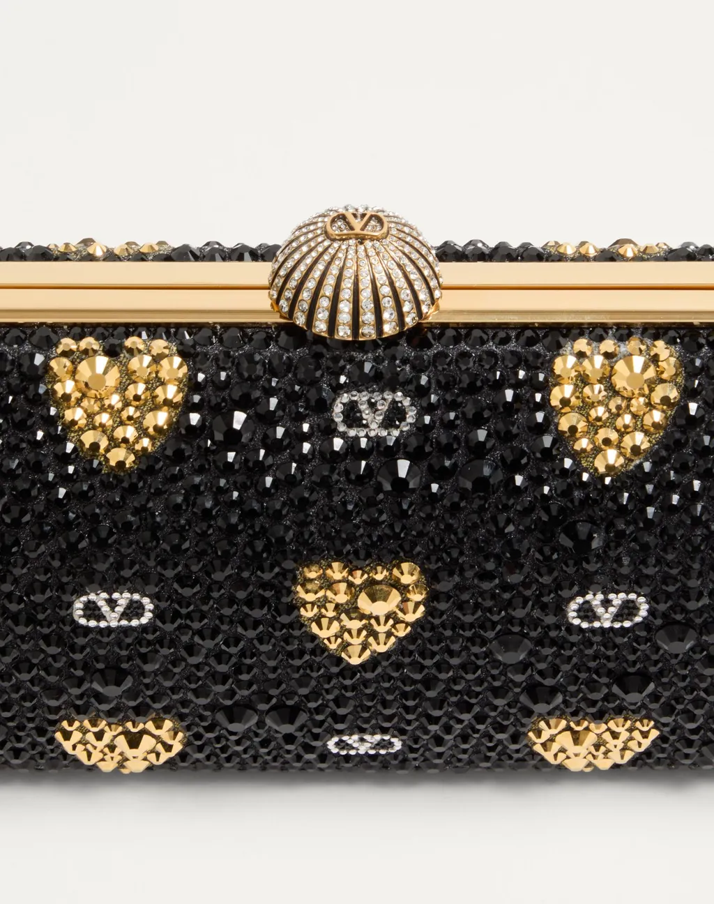 Heart Motif Embellished Clutch Bag