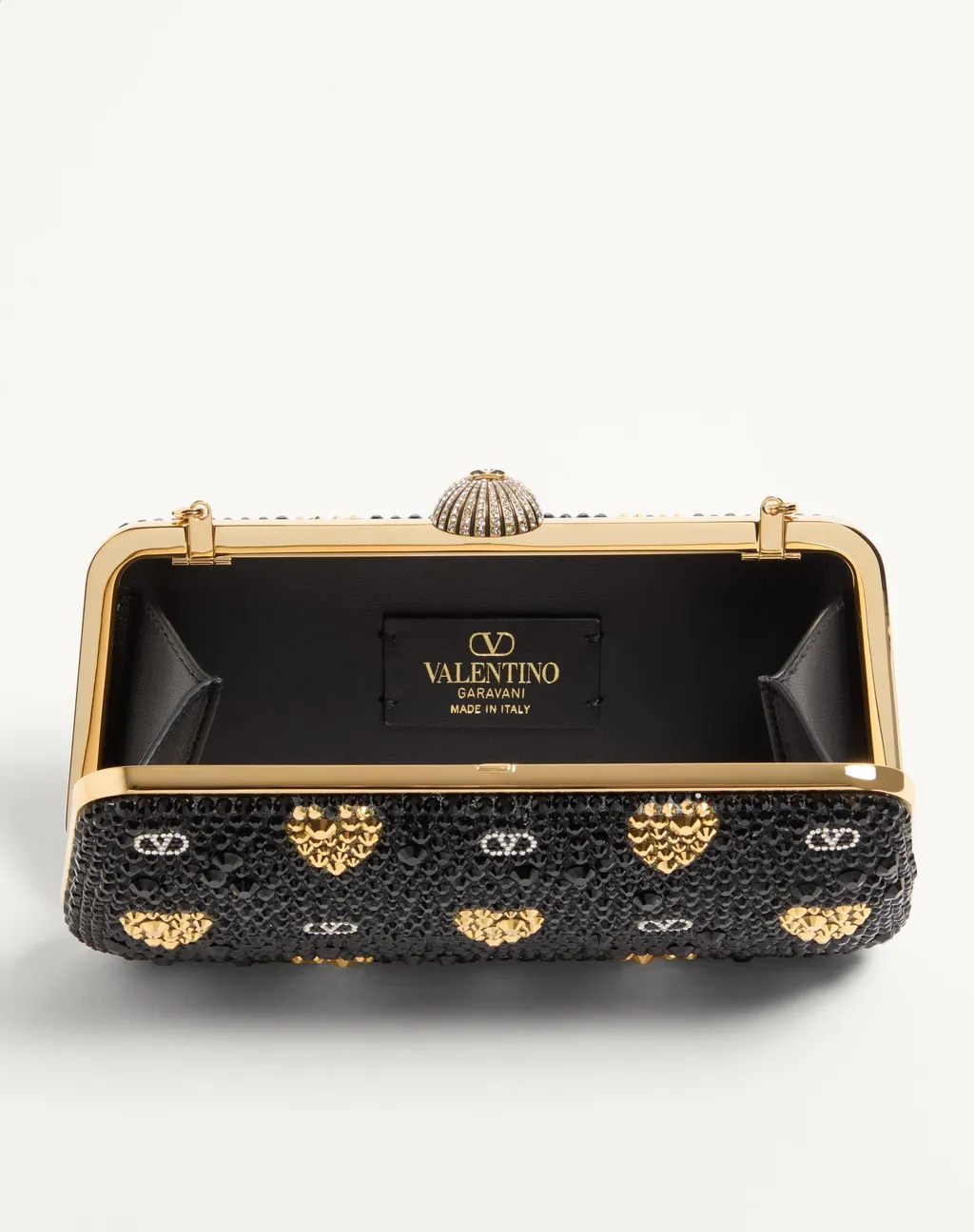Heart Motif Embellished Clutch Bag