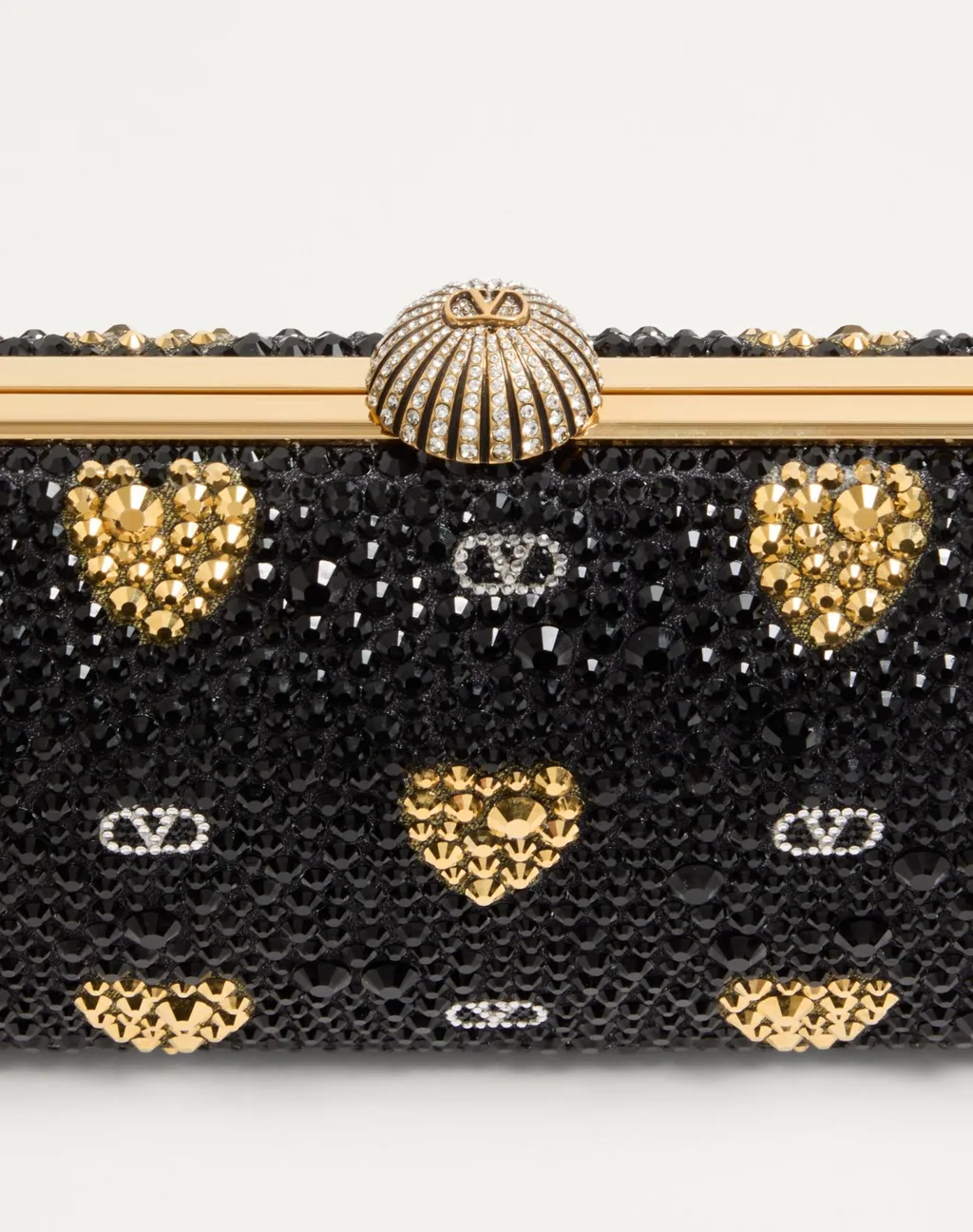 Heart Motif Embellished Clutch Bag
